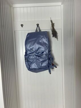 Kipling metal Light Blue Backpack with Plush Keychain